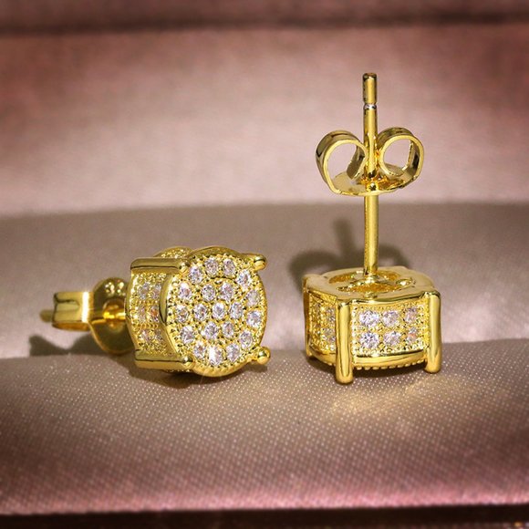 NEW 18K Yellow Gold Diamond All Around Earrings - Picture 4 of 4